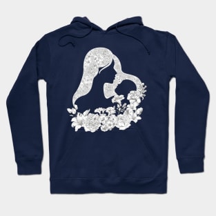 Sweet mother and child with white flowers Hoodie